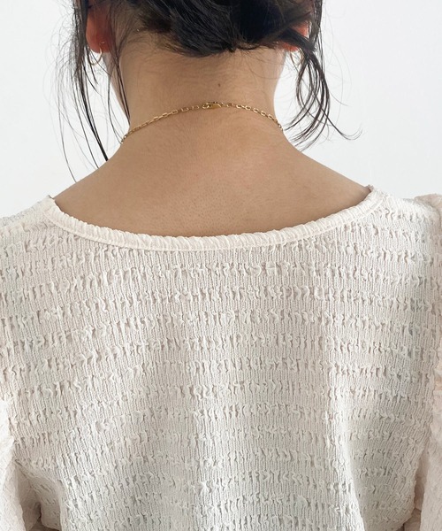 MADEMOISELLE ROPE'（マドモアゼル ロペ）の「【前後2WAY】パフスリーブシャーリングプルオーバー（Tシャツ/カットソー・レディース・ブラック/キナリ/ブラウン・38）」の10枚目の写真