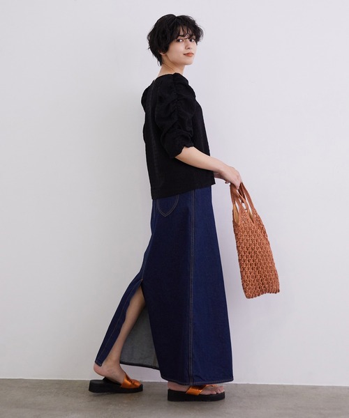 MADEMOISELLE ROPE'（マドモアゼル ロペ）の「【前後2WAY】パフスリーブシャーリングプルオーバー（Tシャツ/カットソー・レディース・ブラック/キナリ/ブラウン・38）」の15枚目の写真