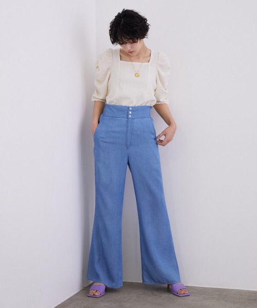 MADEMOISELLE ROPE'（マドモアゼル ロペ）の「【前後2WAY】パフスリーブシャーリングプルオーバー（Tシャツ/カットソー・レディース・ブラック/キナリ/ブラウン・38）」の16枚目の写真