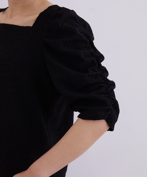 MADEMOISELLE ROPE'（マドモアゼル ロペ）の「【前後2WAY】パフスリーブシャーリングプルオーバー（Tシャツ/カットソー・レディース・ブラック/キナリ/ブラウン・38）」の20枚目の写真