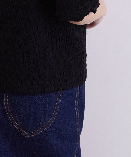 MADEMOISELLE ROPE'（マドモアゼル ロペ）の「【前後2WAY】パフスリーブシャーリングプルオーバー（Tシャツ/カットソー・レディース・ブラック/キナリ/ブラウン・38）」の22枚目の写真