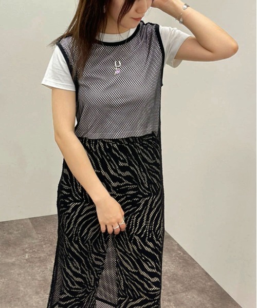 apres jour mignon(アプレジュールミニョン)の「メッシュワンピース 【ZOZOTOWN限定アイテム】(ワンピース・レディース・ブラック/アイボリー/ブルー・X-LARGE/フリー)」の18枚目の写真