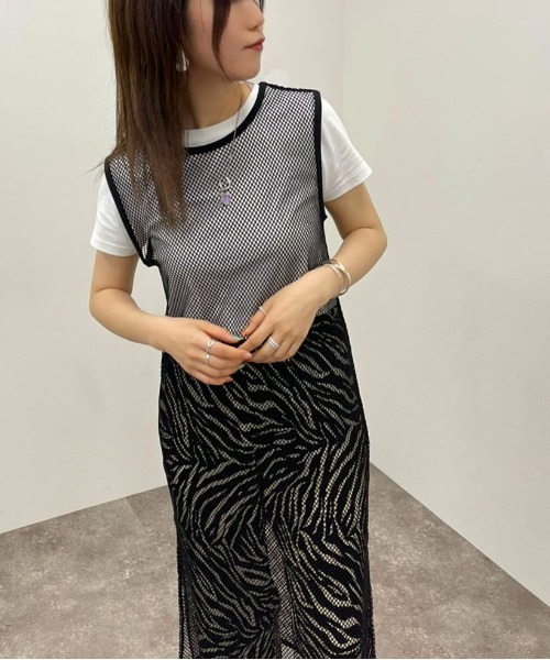 apres jour mignon(アプレジュールミニョン)の「メッシュワンピース 【ZOZOTOWN限定アイテム】(ワンピース・レディース・ブラック/アイボリー/ブルー・X-LARGE/フリー)」の8枚目の写真