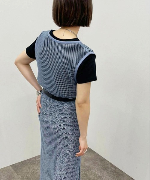apres jour mignon(アプレジュールミニョン)の「メッシュワンピース 【ZOZOTOWN限定アイテム】(ワンピース・レディース・ブラック/アイボリー/ブルー・X-LARGE/フリー)」の6枚目の写真