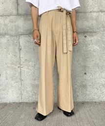 anown | 綿麻レーヨン混 裾スリット ハイウエストワイドストレートパンツ ベルト付き【ファッションインフルエンサー ゆや×anown 限定コラボ】(スラックス)
