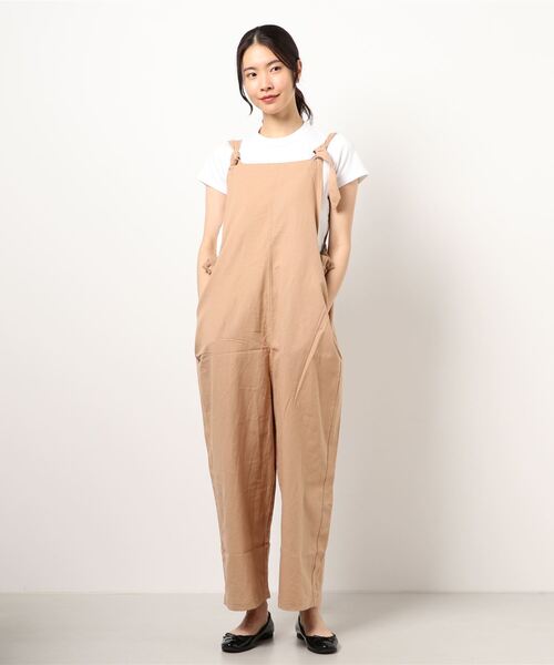 Samansa Mos2（サマンサ モスモス）の「後ろリボンサロペット（サロペット/オーバーオール・レディース・ベージュ/チャコール/キナリ/ネイビー・ﾌﾘ-）」の9枚目の写真