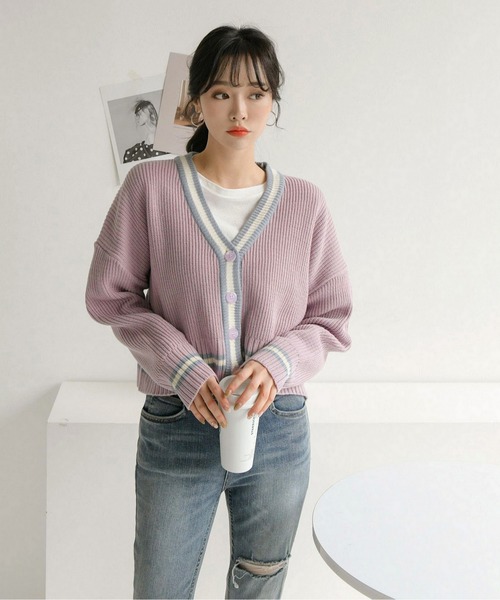 fd style（エフディ スタイル）の「【Chuzchuz】ルーズフィットVネックショートカーディガン（カーディガン/ボレロ・レディース・アイボリー/ミント/ライトパープル・FREE）」の19枚目の写真