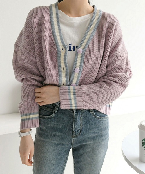 fd style（エフディ スタイル）の「【Chuzchuz】ルーズフィットVネックショートカーディガン（カーディガン/ボレロ・レディース・アイボリー/ミント/ライトパープル・FREE）」の12枚目の写真