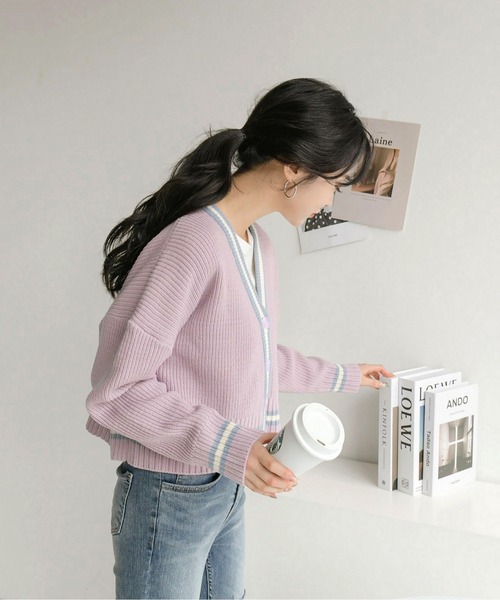 fd style（エフディ スタイル）の「【Chuzchuz】ルーズフィットVネックショートカーディガン（カーディガン/ボレロ・レディース・アイボリー/ミント/ライトパープル・FREE）」の15枚目の写真