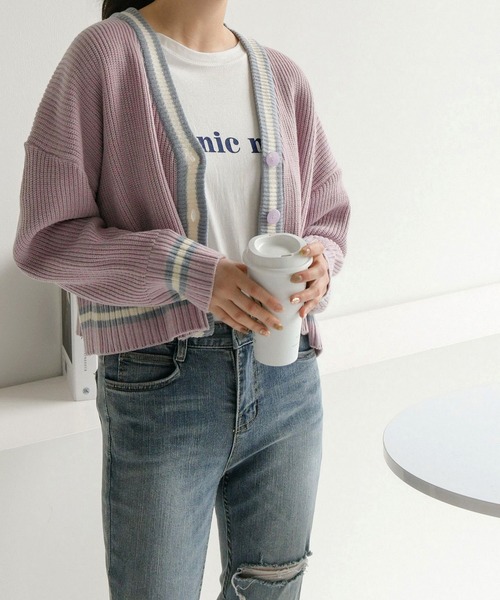 fd style（エフディ スタイル）の「【Chuzchuz】ルーズフィットVネックショートカーディガン（カーディガン/ボレロ・レディース・アイボリー/ミント/ライトパープル・FREE）」の13枚目の写真