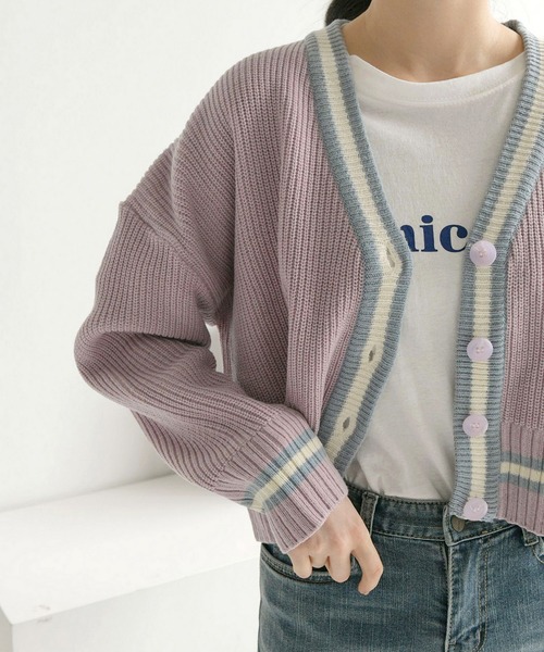 fd style（エフディ スタイル）の「【Chuzchuz】ルーズフィットVネックショートカーディガン（カーディガン/ボレロ・レディース・アイボリー/ミント/ライトパープル・FREE）」の6枚目の写真
