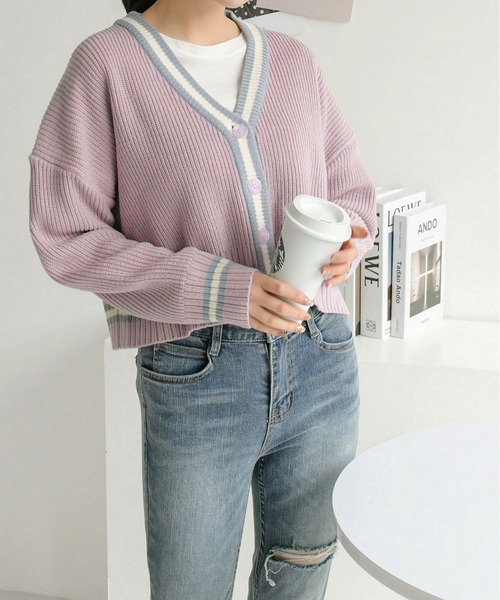 fd style（エフディ スタイル）の「【Chuzchuz】ルーズフィットVネックショートカーディガン（カーディガン/ボレロ・レディース・アイボリー/ミント/ライトパープル・FREE）」の16枚目の写真