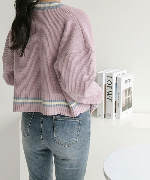 fd style（エフディ スタイル）の「【Chuzchuz】ルーズフィットVネックショートカーディガン（カーディガン/ボレロ・レディース・アイボリー/ミント/ライトパープル・FREE）」の9枚目の写真