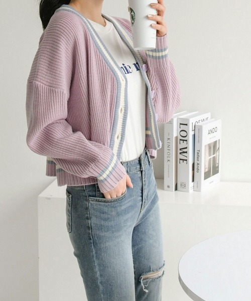 fd style（エフディ スタイル）の「【Chuzchuz】ルーズフィットVネックショートカーディガン（カーディガン/ボレロ・レディース・アイボリー/ミント/ライトパープル・FREE）」の21枚目の写真