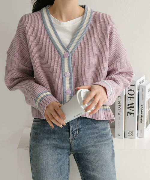 fd style（エフディ スタイル）の「【Chuzchuz】ルーズフィットVネックショートカーディガン（カーディガン/ボレロ・レディース・アイボリー/ミント/ライトパープル・FREE）」の14枚目の写真