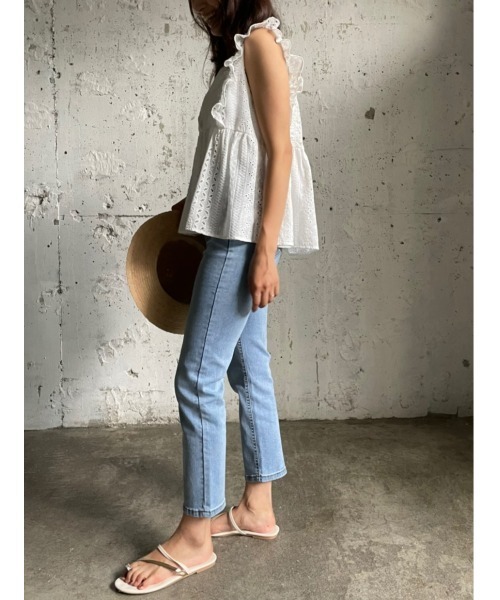 DAIS-Y（デイジー）の「低身長さん向けストレッチストレートデニムPT（デニムパンツ・レディース・ライトブルー・SMALL）」の7枚目の写真