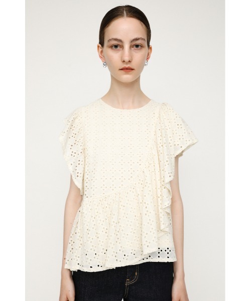 SLY（スライ）の「EYELET LACE FRILL TOPS レースフリル トップス（シャツ/ブラウス・レディース・ホワイト/ライトパープル/ブラウン/ブラック・FREE）」の7枚目の写真