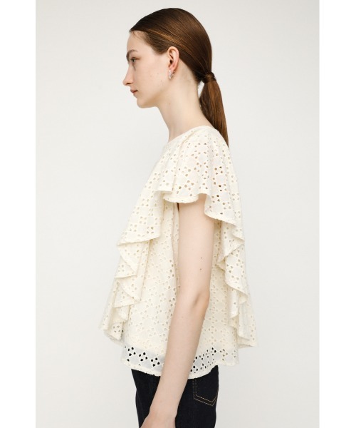 SLY（スライ）の「EYELET LACE FRILL TOPS レースフリル トップス（シャツ/ブラウス・レディース・ホワイト/ライトパープル/ブラウン/ブラック・FREE）」の8枚目の写真