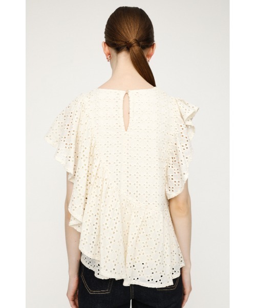 SLY（スライ）の「EYELET LACE FRILL TOPS レースフリル トップス（シャツ/ブラウス・レディース・ホワイト/ライトパープル/ブラウン/ブラック・FREE）」の9枚目の写真