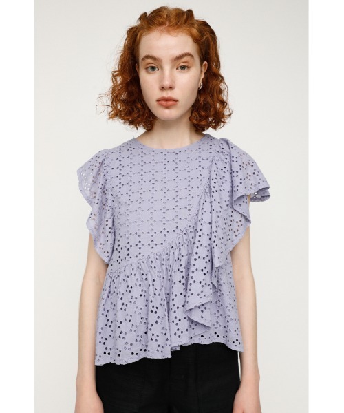 SLY（スライ）の「EYELET LACE FRILL TOPS レースフリル トップス（シャツ/ブラウス・レディース・ホワイト/ライトパープル/ブラウン/ブラック・FREE）」の22枚目の写真