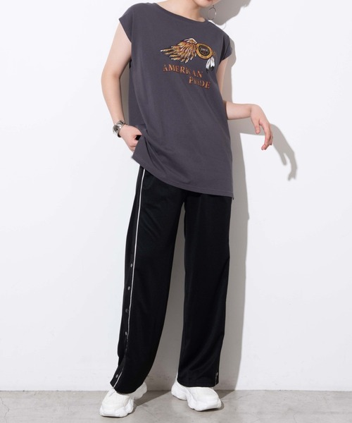 WEGO（ウィゴー）の「WEGO/サイドラインストレートパンツ（スラックス・レディース・ブラック・FREE）」の6枚目の写真