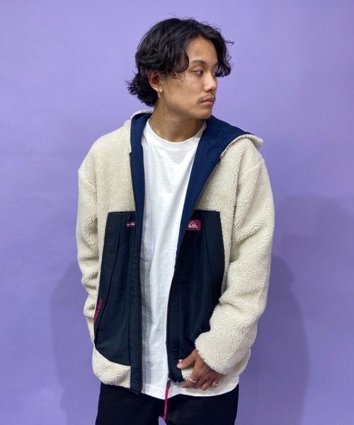 Quiksilver（クイックシルバー）の「QUIKSILVER/クイックシルバー リバーシブル ボアフリースジャケット QJK214000（その他アウター・メンズ・ベージュ/ホワイト・L/M）」の8枚目の写真