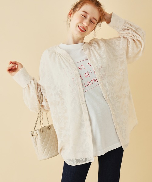 MADEMOISELLE ROPE'（マドモアゼル ロペ）の「【秋まで使える】【一部WEB限定】バックリボンフラワーシアーブラウス（シャツ/ブラウス・レディース・ブラック/ピンク/キナリ・38）」の2枚目の写真