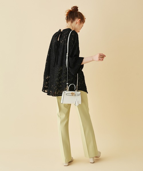 MADEMOISELLE ROPE'（マドモアゼル ロペ）の「【秋まで使える】【一部WEB限定】バックリボンフラワーシアーブラウス（シャツ/ブラウス・レディース・ブラック/ピンク/キナリ・38）」の8枚目の写真