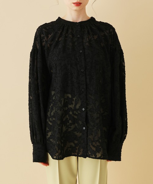 MADEMOISELLE ROPE'（マドモアゼル ロペ）の「【秋まで使える】【一部WEB限定】バックリボンフラワーシアーブラウス（シャツ/ブラウス・レディース・ブラック/ピンク/キナリ・38）」の19枚目の写真