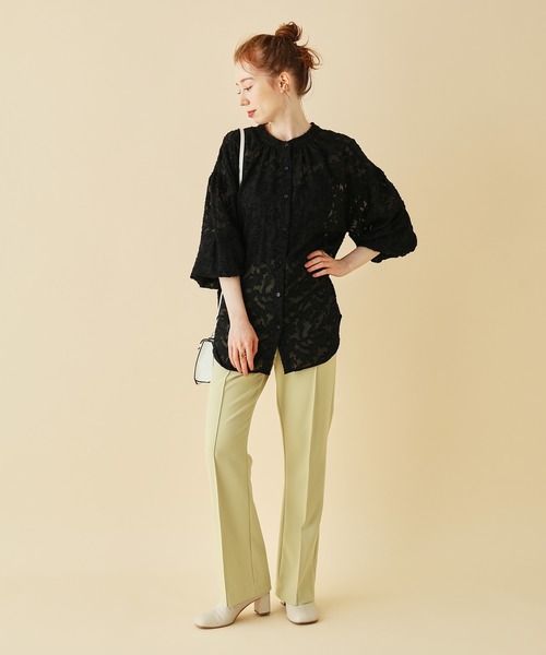 MADEMOISELLE ROPE'（マドモアゼル ロペ）の「【秋まで使える】【一部WEB限定】バックリボンフラワーシアーブラウス（シャツ/ブラウス・レディース・ブラック/ピンク/キナリ・38）」の20枚目の写真