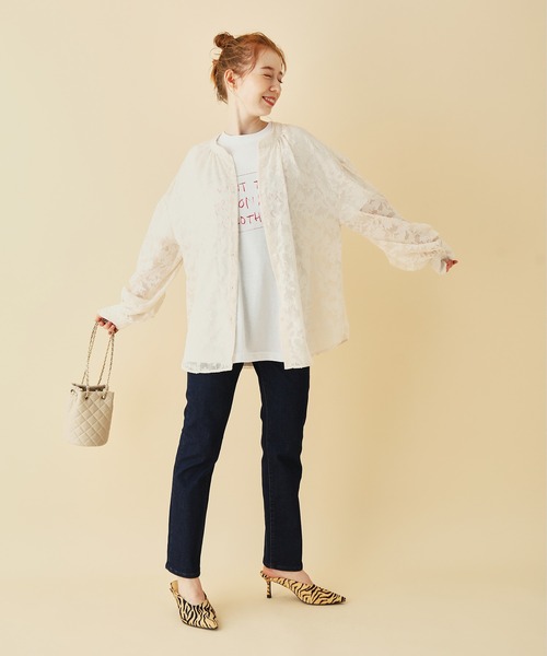 MADEMOISELLE ROPE'（マドモアゼル ロペ）の「【秋まで使える】【一部WEB限定】バックリボンフラワーシアーブラウス（シャツ/ブラウス・レディース・ブラック/ピンク/キナリ・38）」の10枚目の写真