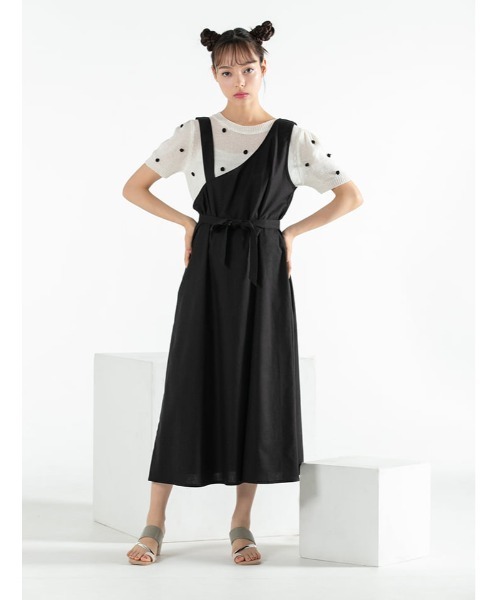 fifth calin（フィフスカラン）の「ポンポンクルーネックサマーニット（Tシャツ/カットソー・レディース・ホワイト/ブルー/グリーン・MEDIUM）」の4枚目の写真