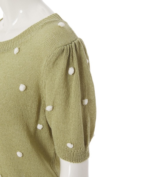 fifth calin（フィフスカラン）の「ポンポンクルーネックサマーニット（Tシャツ/カットソー・レディース・ホワイト/ブルー/グリーン・MEDIUM）」の9枚目の写真