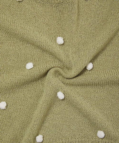 fifth calin（フィフスカラン）の「ポンポンクルーネックサマーニット（Tシャツ/カットソー・レディース・ホワイト/ブルー/グリーン・MEDIUM）」の11枚目の写真