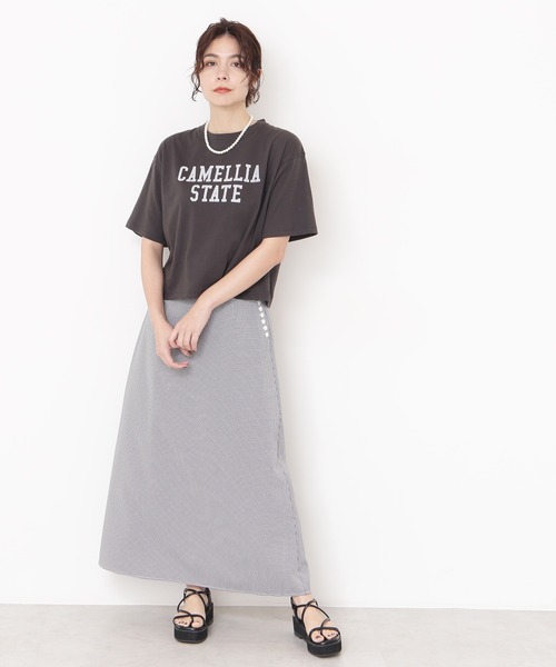 N.（N. Natural Beauty Basic）（エヌエヌナチュラルビューティーベーシック）の「◆サイドボタンＡラインスカート（スカート・レディース・ブラック系その他/グリーン系その他・MEDIUM）」の7枚目の写真