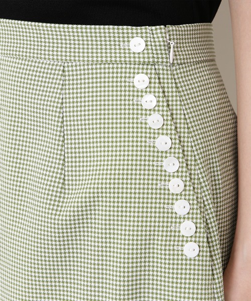 N.（N. Natural Beauty Basic）（エヌエヌナチュラルビューティーベーシック）の「◆サイドボタンＡラインスカート（スカート・レディース・ブラック系その他/グリーン系その他・MEDIUM）」の3枚目の写真