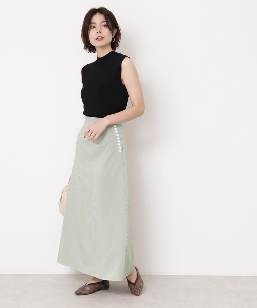 N.（N. Natural Beauty Basic）（エヌエヌナチュラルビューティーベーシック）の「◆サイドボタンＡラインスカート（スカート・レディース・ブラック系その他/グリーン系その他・MEDIUM）」の8枚目の写真