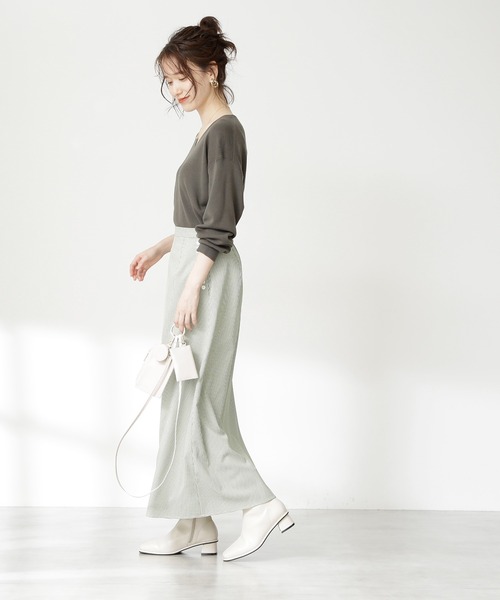 N.（N. Natural Beauty Basic）（エヌエヌナチュラルビューティーベーシック）の「◆サイドボタンＡラインスカート（スカート・レディース・ブラック系その他/グリーン系その他・MEDIUM）」の14枚目の写真