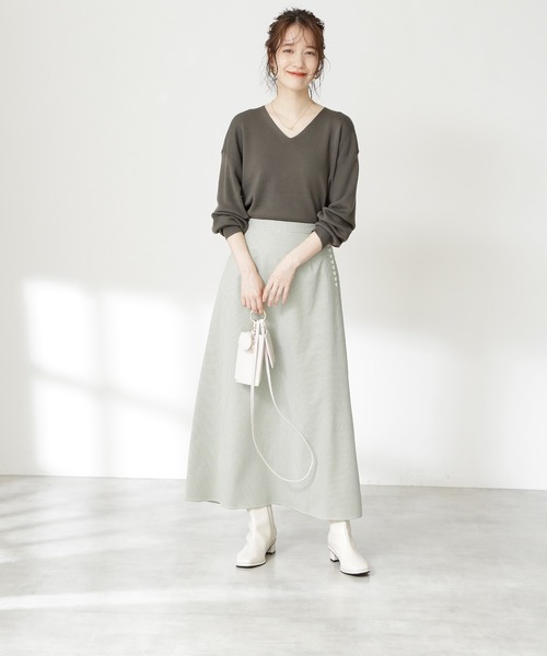 N.（N. Natural Beauty Basic）（エヌエヌナチュラルビューティーベーシック）の「◆サイドボタンＡラインスカート（スカート・レディース・ブラック系その他/グリーン系その他・MEDIUM）」の13枚目の写真