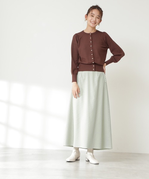 N.（N. Natural Beauty Basic）（エヌエヌナチュラルビューティーベーシック）の「◆サイドボタンＡラインスカート（スカート・レディース・ブラック系その他/グリーン系その他・MEDIUM）」の12枚目の写真