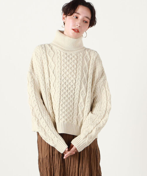 Oldderby Knitwear（オールダービーニットウェア）の「【OLDDERBY KNITWEAR/オールドダービーニットウエア】タートルニット(WEB限定)（ニット/セーター・レディース・ライトブルー/オフホワイト/イエロー・FREE）」の3枚目の写真