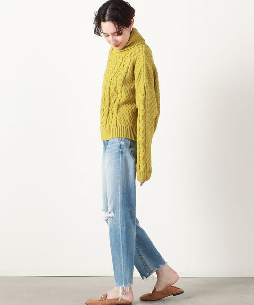 Oldderby Knitwear（オールダービーニットウェア）の「【OLDDERBY KNITWEAR/オールドダービーニットウエア】タートルニット(WEB限定)（ニット/セーター・レディース・ライトブルー/オフホワイト/イエロー・FREE）」の8枚目の写真
