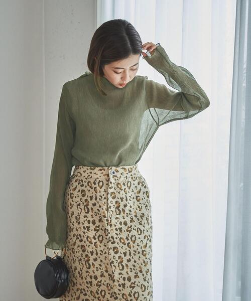 coen（コーエン）の「シアーメローロングスリーブTシャツ（Tシャツ/カットソー・レディース・ブラック/オリーブ/オフホワイト・L/M）」の3枚目の写真