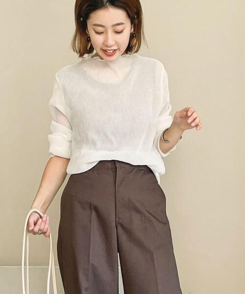 coen（コーエン）の「シアーメローロングスリーブTシャツ（Tシャツ/カットソー・レディース・ブラック/オリーブ/オフホワイト・L/M）」の8枚目の写真