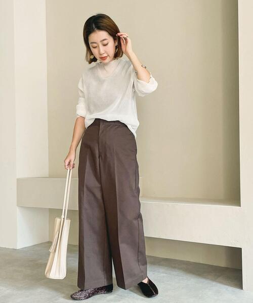 coen（コーエン）の「シアーメローロングスリーブTシャツ（Tシャツ/カットソー・レディース・ブラック/オリーブ/オフホワイト・L/M）」の4枚目の写真