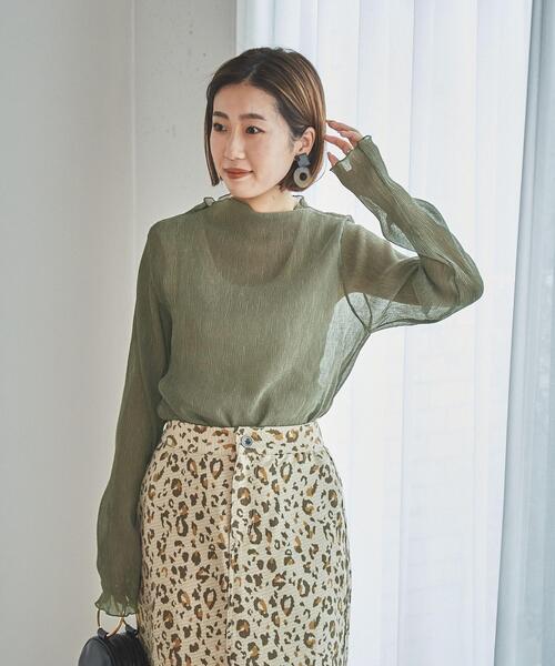 coen（コーエン）の「シアーメローロングスリーブTシャツ（Tシャツ/カットソー・レディース・ブラック/オリーブ/オフホワイト・L/M）」の5枚目の写真