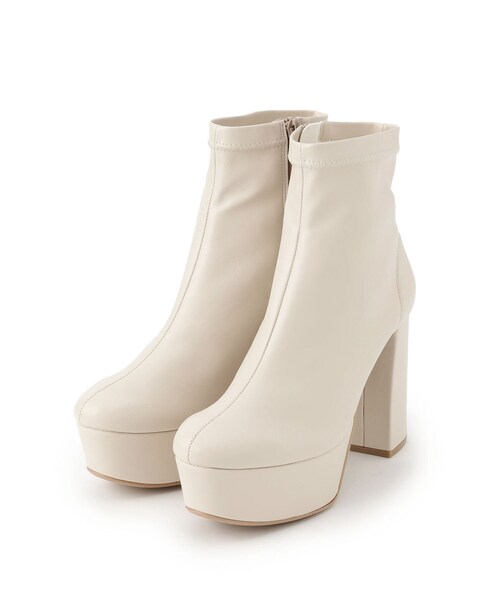 ESPERANZA（エスペランサ）の「◆【ラク盛りブーツ】ストレッチチャンキーヒール厚底ショートブーツ（ブーツ・レディース・ブラック/アイボリー/ブラウン系/こしょう色系/ブラック系/こしょう色系1/ネイビー系6/ブラウン系1/ブルー系・LL/S/M/L）」の20枚目の写真