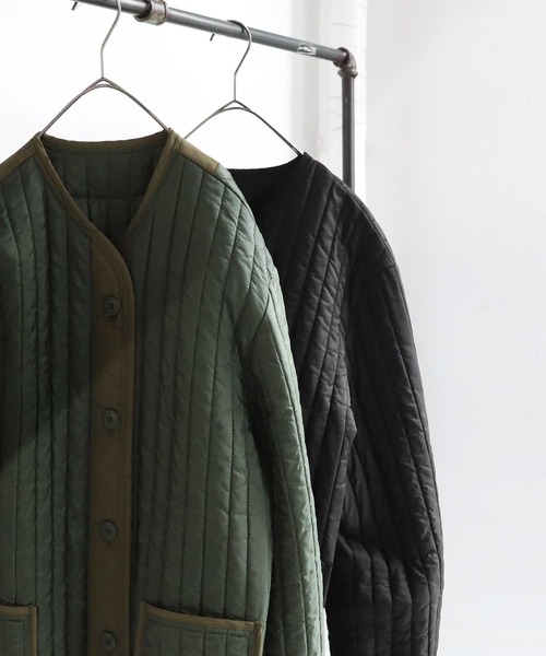 antiqua（アンティカ）の「驚きの軽量感！キルティングライナージャケット（ミリタリージャケット・レディース・ブラック/カーキ・FREE）」の19枚目の写真