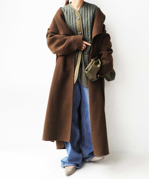 antiqua（アンティカ）の「驚きの軽量感！キルティングライナージャケット（ミリタリージャケット・レディース・ブラック/カーキ・FREE）」の14枚目の写真