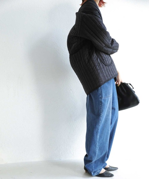 antiqua（アンティカ）の「驚きの軽量感！キルティングライナージャケット（ミリタリージャケット・レディース・ブラック/カーキ・FREE）」の8枚目の写真